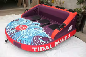 Tabung tiup yang dapat ditarik 1-4 model pengendara titik derek ganda penutup nilon bantalan busa Eva katup kecepatan tabung perahu dan Ski air yang dapat ditarik - Product Image 4