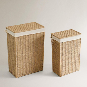 Foldable Woven Laundry <b>Basket</b> With Lid <b>Large</b> Capacity Rectangle Cotton Fabric Clothing Organizer Storage <b>Basket</b> Bobai Origin - Product Image 1