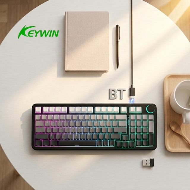 Keywin BK98 Factory Stock 98 Keys RGB Wireless Mechanical Gaming Keyboard Gradient Mechanical Gaming Keyboard with Knob