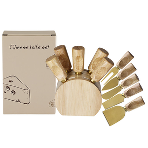 थोक स्टेनलेस स्टील पनीर उपकरण लकड़ी के हैंडल और धारक के साथ पनीर मक्खन स्लिसर चाकू - Product Image 6