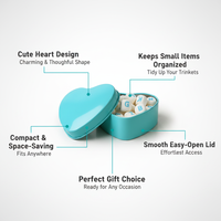 Boîte en étain turquoise en forme de cœur pour bonbons de mariage, mini-conteneur métallique bleu sarcelle pour souvenirs de fête, vente en gros
