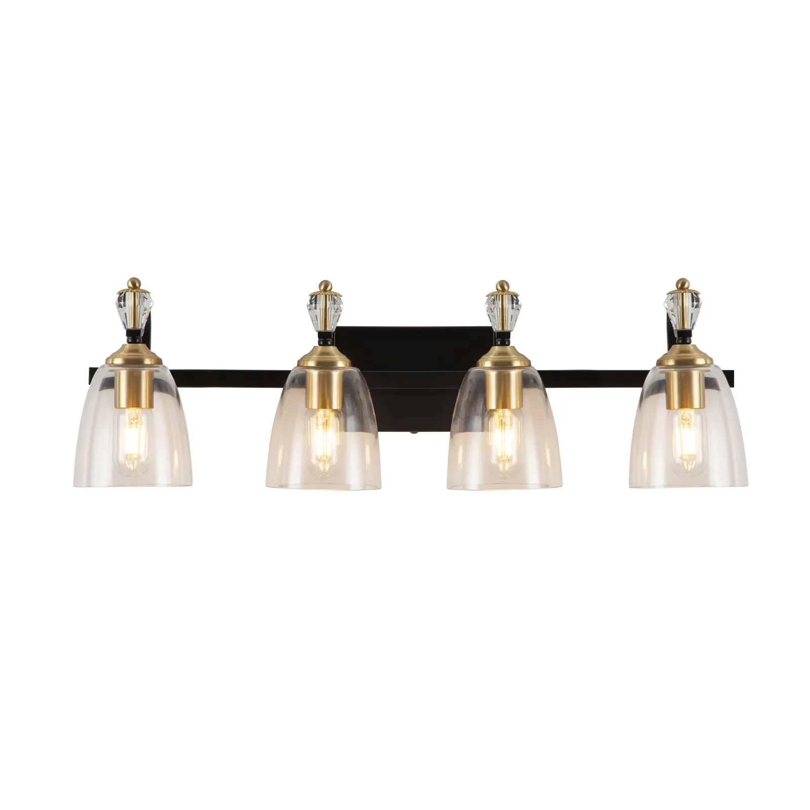 Modern Bathroom Vanity Sconce Lamp Black and Gold Finished Clear Glass Wall Lamp Based on Mirror For Home Hotel Decor