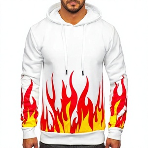 <b>Men's</b> <b>White</b> Hoodie Solid Regular Fit Casual <b>Sweatshirt</b> Sublimation Transfer Print Knitted 100% Cotton Breathable Lined Winter - Product Image 1