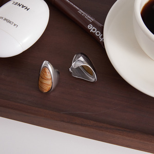 Verklaring: Grote ring van roestvrij staal met ovale traanvormige steen, trouwring van roestvrij staal, zilveren ring voor dames - Product Image 6