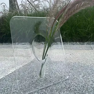 Transparent Acrylic Creative Furniture Art Photo Frame Vase High-sense Decoration Hydroponic Flower Container with UV Printing