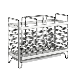 Single Wall-Mounted Stainless Steel Modern Simplicity <b>Kitchen</b> Countertop Tableware Rack <b>Storage</b> <b>for</b> Dinnerware Chopsticks Knife - Product Image 1