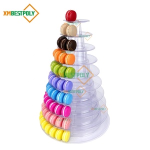 Support <span class=keywords><strong>de</strong></span> présentation <span class=keywords><strong>de</strong></span> macarons à 10 étages, support en plastique transparent pour desserts et biscuits, emballage pour mariage et fête - Product Image 2
