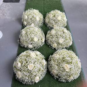 M-FB213 Hot Sales artificial rose flower balls <b>purple</b> flower ball arrangements 60 cm table centerpiece for wedding <b>decoration</b> - Product Image 6