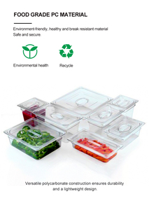 Contenedor Gastronorm <span class=keywords><strong>de</strong></span> Policarbonato Transparente <span class=keywords><strong>de</strong></span> Grado Alimenticio con Tapa, Apilable, para Restaurantes, Cocinas y Buffets - Product Image 3