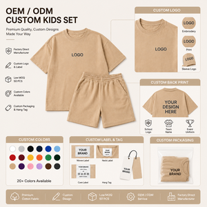 Set Estivo 2 Pezzi per Bambini: T-shirt Oversize a Maniche Corte e <span class=keywords><strong>Pantaloncini</strong></span> in 100% Cotone con Logo Personalizzato - Product Image 4