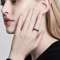 Bague en céramique bleue avec acier inoxydable, bijoux de mariage unisexes, vente en gros, échantillons et fabrication de moules personnalisés OEM ODM