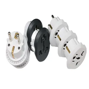 欧盟标准16安培电气白色旅行适配器电气插头黄铜针电源插头