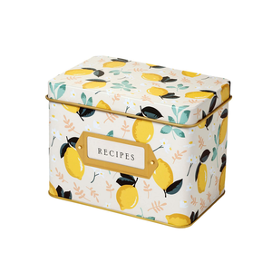 Hot sale custom printed large empty luxury tin can box rectangular metal recipe card packaging recipe tin box