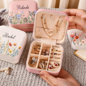 Kotak perhiasan portabel bunga ritsleting kustom grosir personalisasi kotak perjalanan untuk anak perempuan - Product Image 4