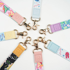 Custom <b>Polyester</b>+Leather Keychain Leather <b>Lanyards</b> Short Wrist Strap <b>Lanyard</b> - Product Image 3