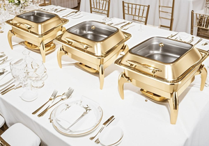 BOSAI 9L Réchaud électrique en acier inoxydable pour buffet, avec couvercle hydraulique, <span class=keywords><strong>design</strong></span> carré argent/or, pour petit-déjeuner d'hôtel - Product Image 4