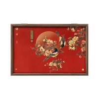 Good News Magpie Animal Brass Wood Panel Hydraulic Meter Box Cover Auspicious Design Hand-made Classic Mortise Tenon Frame