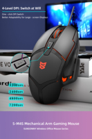 SUNSONNY S-M4S Souris de jeu filaire avec capteur A704F, 7200DPI, 4 vitesses réglables, 6 touches programmables, 10M clics pour PC portable