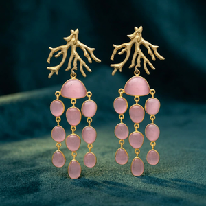 Silver Handmade Chandelier Earrings Amethyst Gemstone Ethnic Fashion Wedding Party Dangle Trendy Earrings Jaipur Gems <b>Jewelry</b> - Product Image 4