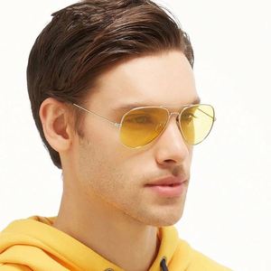 แว่นตากันแดดสำหรับขับรถกลางคืน เลนส์สีเหลือง ป้องกันรังสียูวี 400 กรอบโลหะคุณภาพสูง ขายส่ง - Product Image 3