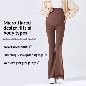 Leggings de maternité décontractés extensibles pleine longueur pour femmes enceintes, taille haute, motif requin, en nylon velours, Printemps/Été 2025 - Product Image 3