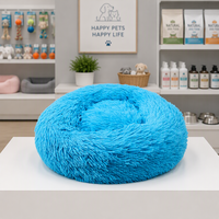 Coussin rond en peluche pour animaux de compagnie, coussin en forme de beignet, nid douillet pour chats et chiens