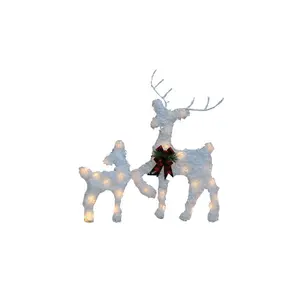 Large Christmas decorations detachable flocking three-dimensional LED lights luminous elk a family of three