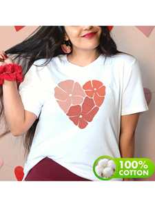 T-shirt da donna Inleaba International Station con stampa floreale a cuore, manica corta, girocollo, grafica stampata, primavera estate - Product Image 3