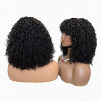 Perruques de cheveux humains bouclés Pixie avec frange, tissage intégral à la machine, bouclés crépus, bouclés brésiliens, bouclés italiens