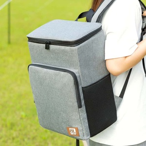Gray Insulated Cooler <b>Backpack</b> 6 Inch Polyester Leakproof Travel All Seasons Use - Product Image 1