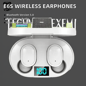 Earbuds Nirkabel E6S TWS untuk 5.0 IPX4 Tahan Air Layar Digital Olahraga Peredam Kebisingan Hifi Stereo <span class=keywords><strong>Headset</strong></span> Game Tipe-C - Product Image 2