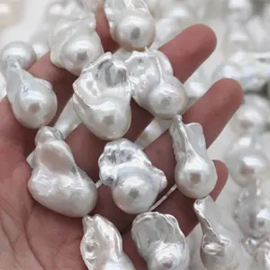 批发20毫米顶级质量白色核形状巨大尺寸大型巴洛克淡水珍珠