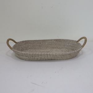 Bandeja de servicio de algas marinas tejida a mano con asas Cesta natural rústica para cocina o decoración del hogar - Product Image 2