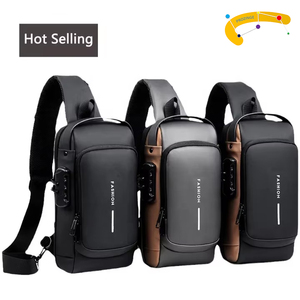 Borse da Petto da <span class=keywords><strong>Uomo</strong></span> Impermeabili Antifurto in Nylon con USB Multifunzione, Borsa a Tracolla da Viaggio Monospalla per <span class=keywords><strong>Uomo</strong></span> - Product Image 1