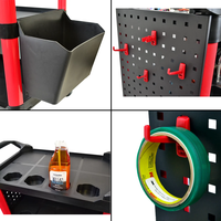 Chariot utilitaire pliable en PP recyclé durable avec étagère de rangement détachable à 3 niveaux et porte-gobelets pour l'organisation de l'espace de travail au bureau