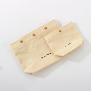 Glampkg Custom Logo Recyclable Cosmetic Storage <b>Bag</b> Eco-Friendly Durable Cotton Makeup Pouch with Button - Product Image 5