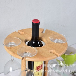 Estante de Bambú para Copas de Vino con 6 Orificios para 2 Botellas y 4 Copas con Función de Exhibición - Product Image 4