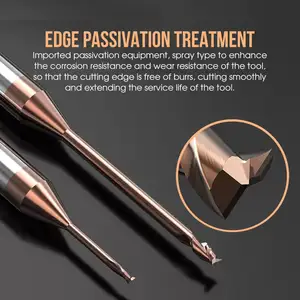 Factory Direct 0.3mm To 2.5mm HRC50 Milling Tool Square Carbide Long Neck Micro Square End Mill