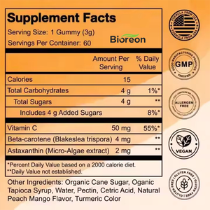 Gomitas Bronceadoras Diarias para Mujeres con Suplemento Vitamínico, Betacaroteno, Licopeno y Astaxantina, Gomitas Bronceadoras sin Sol - Product Image 6