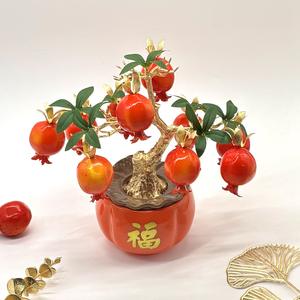 Décoration d'<span class=keywords><strong>arbre</strong></span> de kaki artificiel de style chinois, ornement de bonsaï fruit de la chance doré pour la maison, le bureau, la présentation de festival, ou comme cadeau - Product Image 3