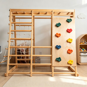 Wooden Indoor Climbing <b>Frame</b> With Colorful Rock Holds And <b>Swing</b> <b>For</b> Kids 4-6 Years Climbing <b>Frame</b> Wooden - Product Image 3