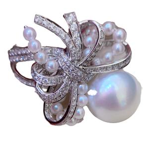 Anillo de Perlas de Nácar Blanco Australiano de 12-11 mm, Calidad 925, con Incrustaciones de Luz de Espejo Impecables en la Parte Delantera, para Industria Pesada - Product Image 5