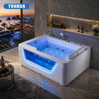 Baignoire de massage à remous autoportante en acrylique pour 2 personnes, 40 jets, capacité de 50 à 59 gallons, design moderne inclus, pour usage hôtelier de luxe