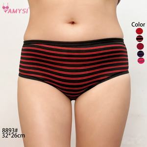 8893 #   กางเกงในผู้หญิงเอวสูงลายทางผ้าฝ้ายถัก ระบายอากาศได้ดี สำหรับวัยกลางคนและผู้สูงอายุ ราคาถูกจากโรงงานโดยตรง - Product Image 1