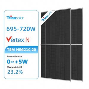 Panel Solar Trina Vertex Tipo N de 700w 710w 720w, Precio de Fábrica, Módulo Fotovoltaico Monocristalino Bifacial de Doble Vidrio Topcon - Product Image 1
