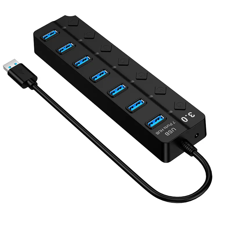 High Speed 7 Ports Usb 3.0 Hub for Pc Computer with switch adapter for laptop tablet