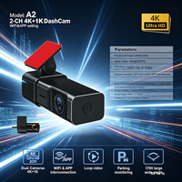 Caméra embarquée Waleebot A2 2CH 4K+1K LCD pour voiture, grand angle 170°, enregistrement en boucle avec WiFi et capteur G