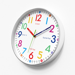<span class=keywords><strong>Horloge</strong></span> <span class=keywords><strong>murale</strong></span> silencieuse à quartz de 25 cm pour la gestion du temps des enfants, motif dessin animé, pour la petite enfance, 10 pouces, pour salon - Product Image 4