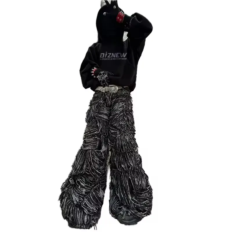 DIZNEW Jeans man Custom American hip Hop black Heavy denim baggy pants jeans for men