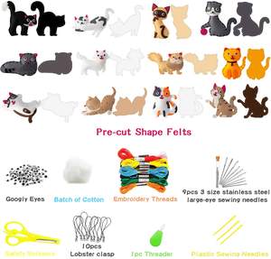 <span class=keywords><strong>Facile</strong></span> da cucire educativo di apprendimento precoce artigianato principiante bambini fai da te divertente animale di peluche gattino sentiva gatto del giocattolo del mestiere kit da cucito - Product Image 2